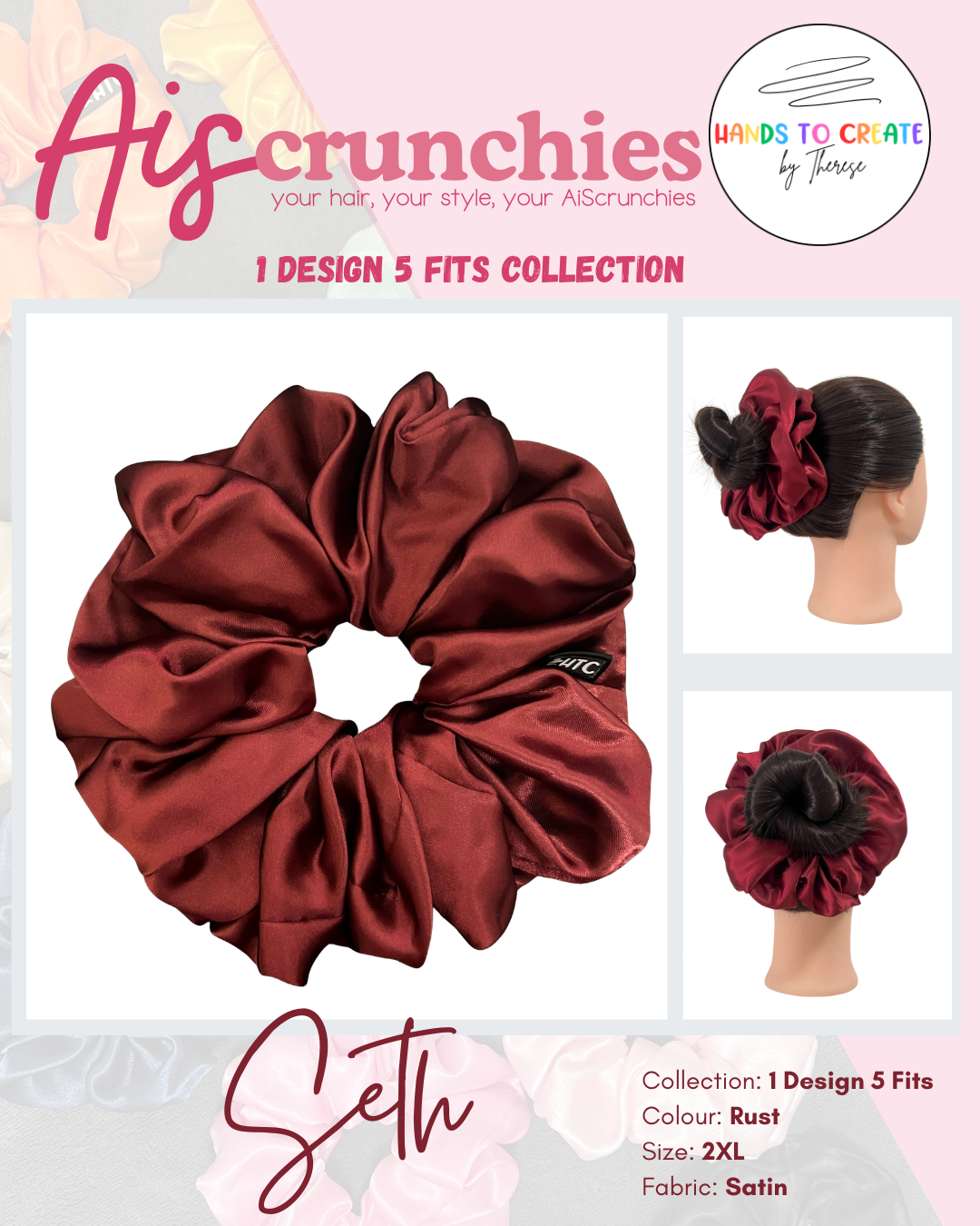 AiScrunchies, 1Design 5Fits Collection - 2XL, XL, REGULAR, MINI, 2XS