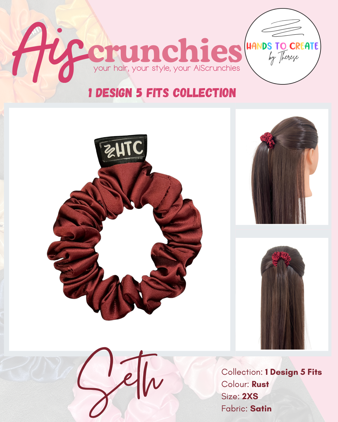 AiScrunchies, 1Design 5Fits Collection - 2XL, XL, REGULAR, MINI, 2XS