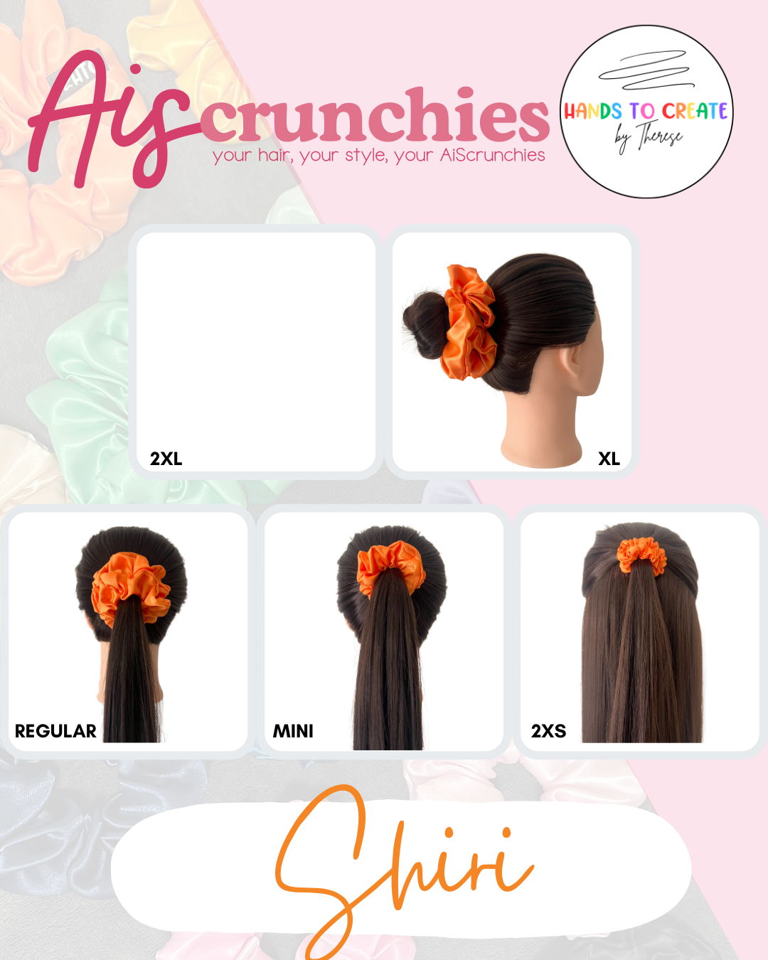 AiScrunchies, 1Design 5Fits Collection - 2XL, XL, REGULAR, MINI, 2XS