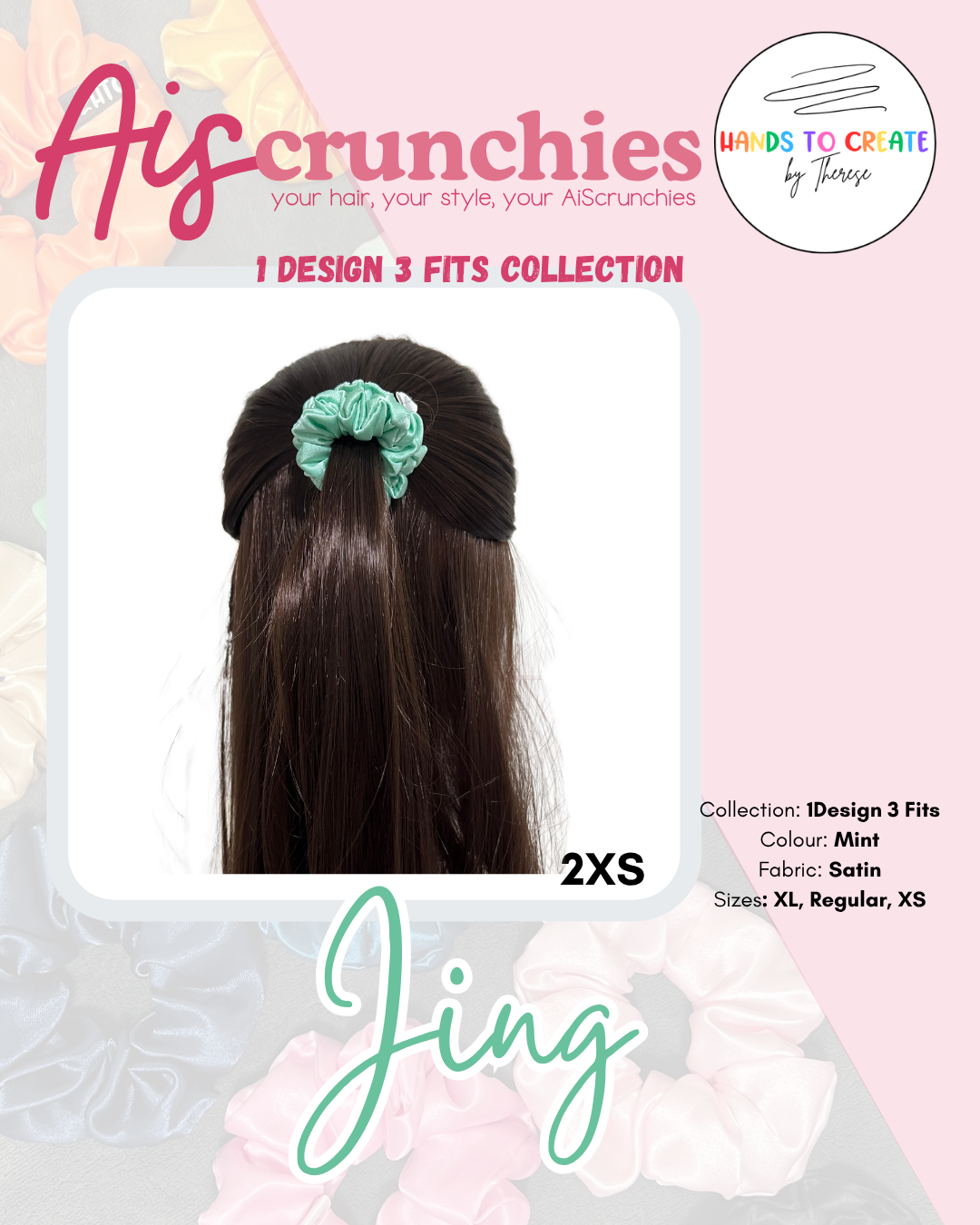AiScrunchies, 1Design 5Fits Collection - 2XL, XL, REGULAR, MINI, 2XS