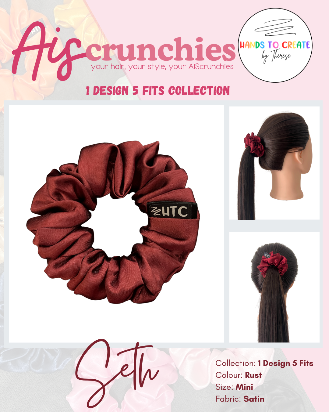 AiScrunchies, 1Design 5Fits Collection - 2XL, XL, REGULAR, MINI, 2XS