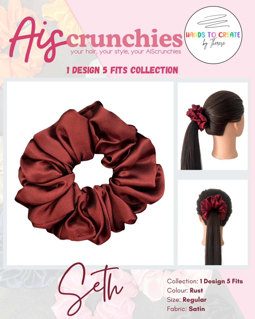 AiScrunchies, 1Design 5Fits Collection - 2XL, XL, REGULAR, MINI, 2XS