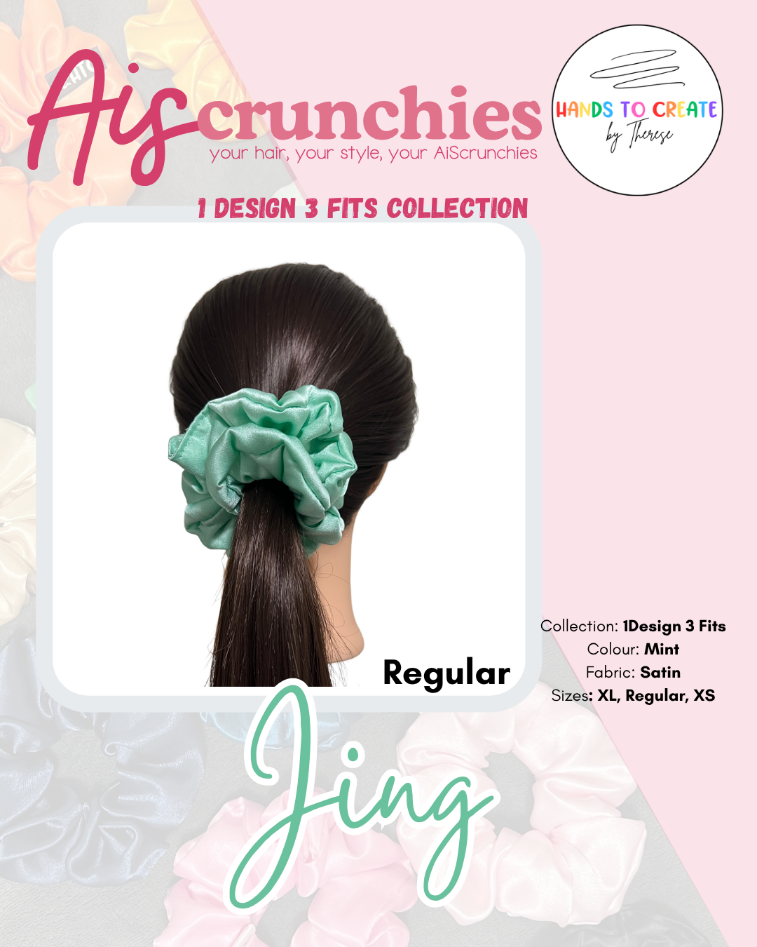 AiScrunchies, 1Design 5Fits Collection - 2XL, XL, REGULAR, MINI, 2XS