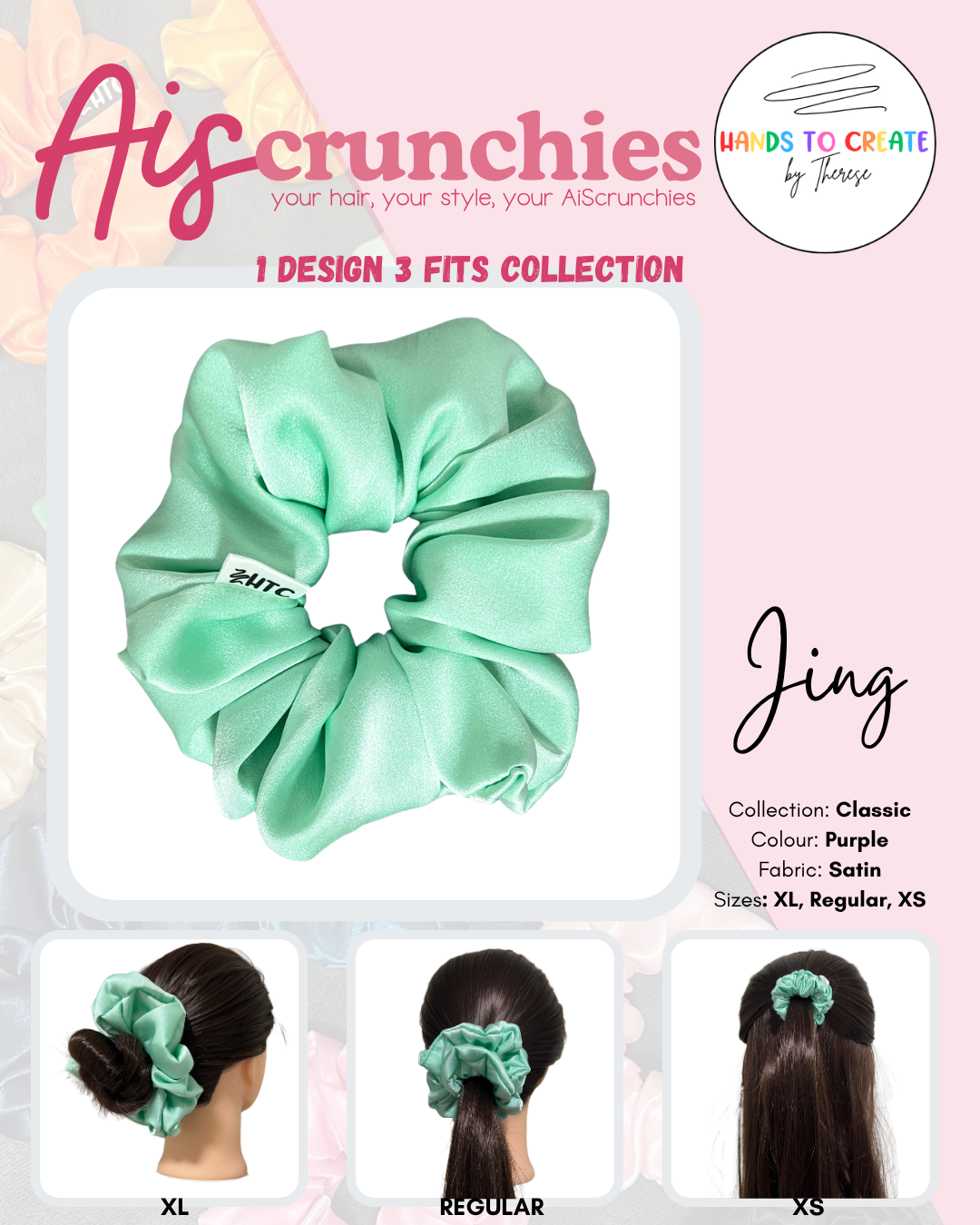 AiScrunchies, 1Design 5Fits Collection - 2XL, XL, REGULAR, MINI, 2XS
