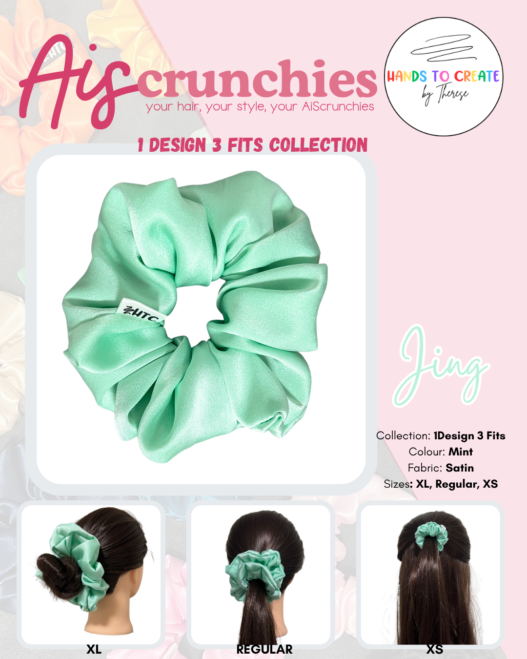 AiScrunchies, 1Design 5Fits Collection - 2XL, XL, REGULAR, MINI, 2XS