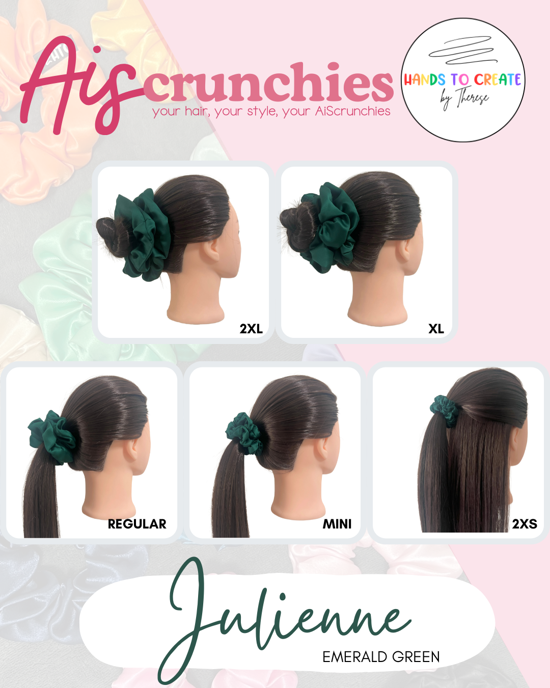 AiScrunchies, 1Design 5Fits Collection - 2XL, XL, REGULAR, MINI, 2XS